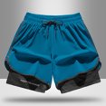 thumbnail image 5 of asjyhkr Plus Size Mens Biking Shorts 2 in 1 Elastic Waist Drawstring Gym Shorts Lightweight Quick Drying Running Shorts, 5 of 5