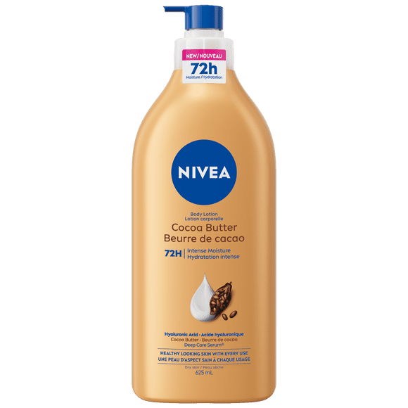 Lotion corporelle hydratante 72 heures NIVEA pour les peaux sèches avec acide hyaluronique, 625 ml