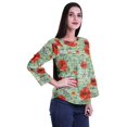 thumbnail image 3 of Moomaya Haut à Manches Longues Imprimé avec Patte de Boutonnage, Col Rond, Tunique d'Été Décontractée pour Femme, 3 of 5
