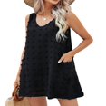 thumbnail image 2 of Femmes Casual en Vrac Fluide Mini Robe V Cou Sans Manches Suisse Point Volants de Plage Robes Courtes avec Poches Bleu XL, 2 of 5