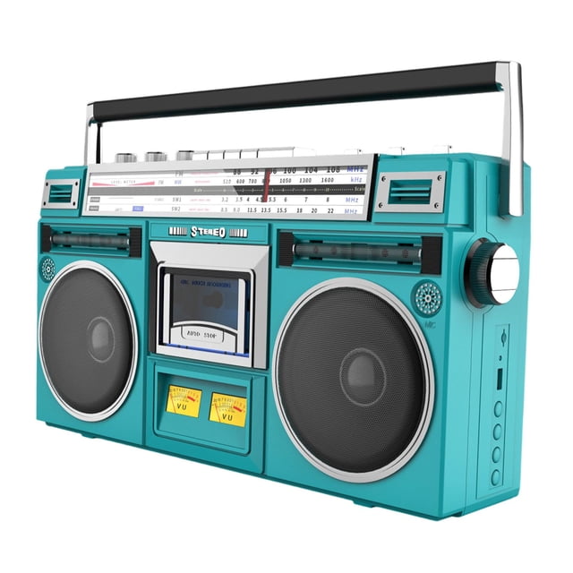 Bunblic Cassette Player Boombox Multifunctional with Handle Stereo Sound Tape Player Green