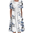 thumbnail image 2 of Robe Maxi pour Femmes Été Bohème à Imprimé à Manches Courtes Robe de Plage Robe Longueur Genou Robe à Manches Courtes en Liquidation, 2 of 5