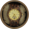 thumbnail image 1 of Angie Wood Creations Zebrawood Men’s Watch With Gold Studded Bezel, 1 of 7