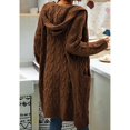 thumbnail image 4 of Women Hooded Open Front Cardigan Cable Knit Sweaters Solid Chunky Long Sweater Coats with Pockets, 4 of 5