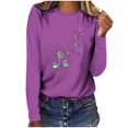thumbnail image 1 of Pisexur Hauts pour Femmes Mode d'Automne T-Shirt à Imprimé Graphique Amusant Col Rond Manches Longues Chemises pour Femmes Chic Décontracté Hauts de Sortie Confort Polyvalent Blouses Légères, 1 of 5