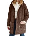 thumbnail image 2 of LOVZFMLL Jackets for Women Winter Warm Composite Button Hooded Jacket Outwear Solid Color Coat, 2 of 6
