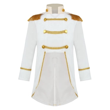 YiZYiF Kids Boy Prince Costume Tuxedo Tailcoat Jacket Halloween Party Pretend Play Cosplay Dress Up White 4T
