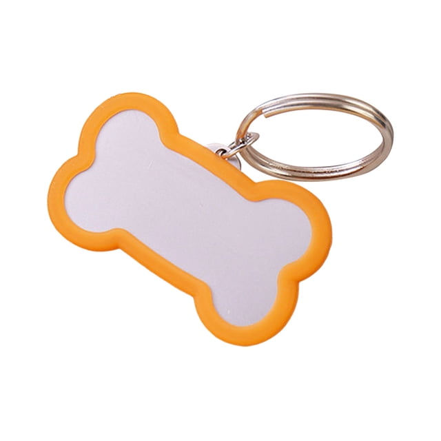 Fokuz Stainless Steel Engraved Glitter Bone Shape ID Double Custom Text Lightweight Cat Name