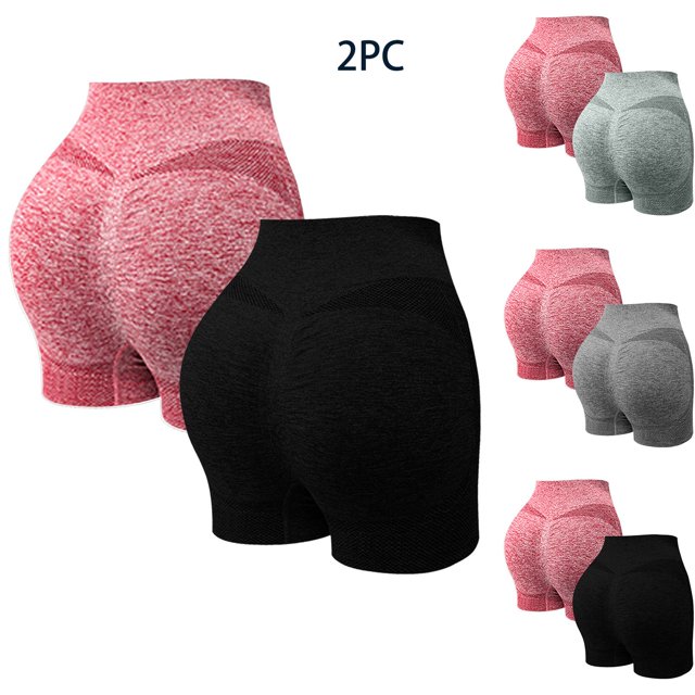 Hurxie Deals 2 Pcs Shorts d'Entraînement pour Femmes Sans Roulement Compression Sans Couture Short de Gym
