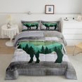 thumbnail image 2 of Hunting Ox King Size Comforter Set, Bull Cattle Rustic Animals Soft Bed Set For Kids Teens, Cow Safari Wooden Plank Breathable Down Comforter For Sofa, Trees Wildlife Theme Duvet Insert, 2 of 7