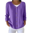 thumbnail image 3 of Feancey Plus Size Cardigans for Women Lightweight Long Sleeve Button Sweaters Thin Casual Open Front Cardigan Sweater Ribbed Knit Jackets Purple 4XL, 3 of 6