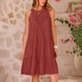 thumbnail image 2 of Penkiiy Robe d'Été Sans Manches pour Femmes, Dos Nu, Décontractée, Ligne A, à Volants, Robe de Plage, Vacances, Mini Robe m Vin, 2 of 7