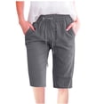 thumbnail image 1 of Timegard Womens Plus Size Shorts Elastic Waisted Drawstring Lightweight Casual Knee Length Shorts with Pockets, 1 of 5