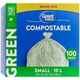 thumbnail image 1 of Great Value Petits Sacs Compostables Verts, 10L, 100sacs, 1 of 4