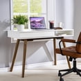 thumbnail image 3 of GloryStar 42 Inch Modern Simple Home Office Writing Desk, Mid Century Computer Desk with Drawer and Open Storage Cubby, Small Vanity Table Desk for Bedroom, 3 of 7
