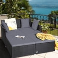 thumbnail image 4 of Costway Outdoor Patio Rattan Daybed Pillows Cushioned Sofa Furniture, 4 of 10