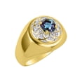 thumbnail image 3 of RYLOS Men's Rings 14K Yellow Gold Designer Gypsy 7MM Round Gemstone & Diamond Ring Alexandrite June Birthstone Size 13, 3 of 6