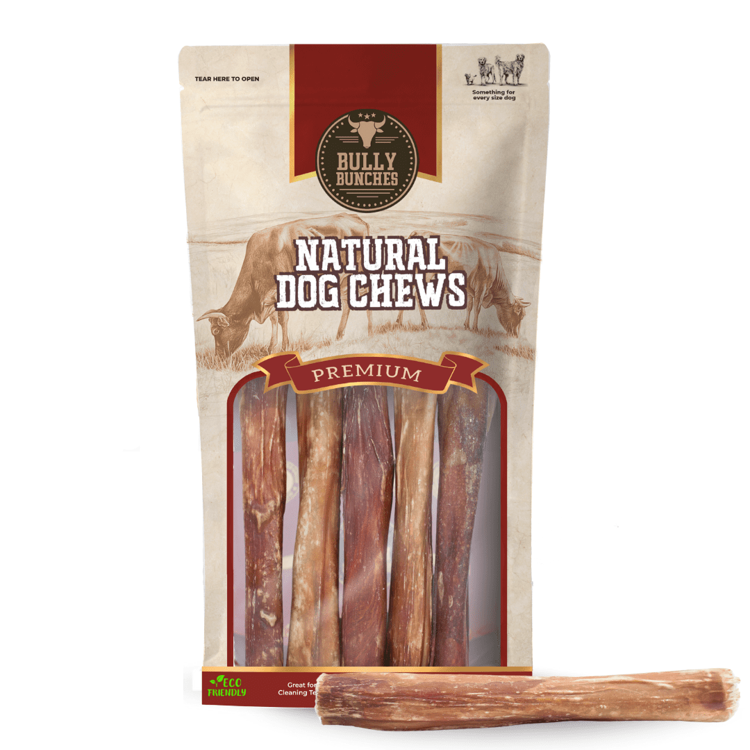 Bully Bunches 6" Collagen Wrapped Beef Bully Sticks All Natural Long Lasting Dog Chews 5 Pack