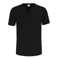 thumbnail image 4 of BEFOKA Mens Summer Short Sleeve Tops,Summer Tops Clearance,Man Leisure Button Solid Color Ventilation Short Sleeve Round Neck Top, 4 of 5