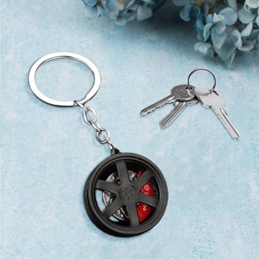 Meitianfacai Male And Female Small Gift Pendants Car Keychain Alloy Car Wheel Keychain Tire Rim Keychain Car Parts Model Key Chains Car Keyring Pendant