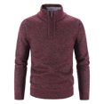 thumbnail image 1 of Men's Half High Neck Pullover Bottom Shirt Slim Winter Half Zipper Knit Simple Solid Colour Sweater Clothes, 1 of 2