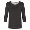 thumbnail image 5 of Timegard Womens Summer Tops Crewneck 3/4 Sleeve Solid Color Comfy Basic Tee Shirts Casual Loose Tops, 5 of 5