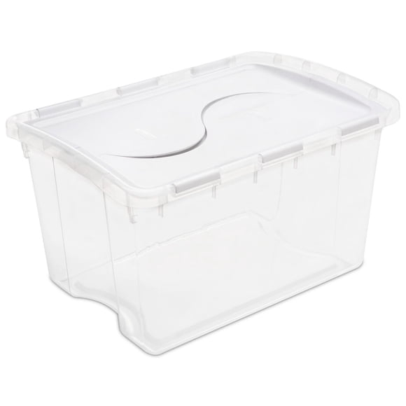 Sterilite 45L Hinged Lid White Storage Box
