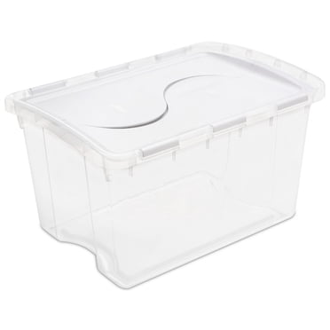 Boîte de rangement de Sterilite de 45L avec couvercle à charnière en blanc