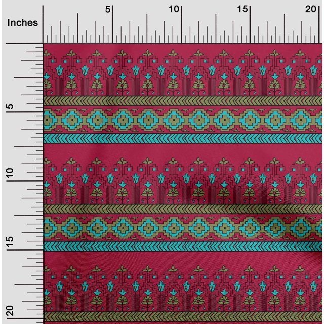 oneOone Cotton Poplin Fabric Geometric & Floral Block Printed Craft Fabric BTY 56 Inch Wide