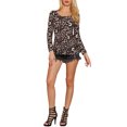 thumbnail image 2 of INSPIRE CHIC Hauts pour Femmes Imprimés Col Rond Manches Longues Blouse Péplum L Beige Noir-Léopard, 2 of 8