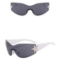 thumbnail image 1 of Fashion Men Women Star Wrap Around Sunglasses Cycling Rimless Futuristic Sunglasses, 1 of 4