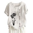 thumbnail image 1 of Birdeem Womens Summer Casual Round Neck Short Sleeve Printing Loose Shirt Tops, 1 of 3