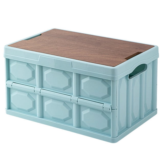 MesaSe Outdoor Folding Box Removable Wooden Board Top Lid Large Capacity Multifunctional Storage Portable Camping Car Trunk Storage Box Home Clothes Container Household Products