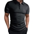 thumbnail image 2 of HVOBTTY Mens Summer Soft Versatile Pullover Casual Fashion Comfortable Solid Color Collared Short Sleeve Loose Breathable Daily Base Layer Shirts Black, XXL, 2 of 4