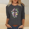 thumbnail image 2 of Blouses pour Femmes T-Shirt Imprimé Blouse à Manches 3/4 Col Rond Décontracté, Blouses pour Femmes T-Shirts pour Femmes, Blouses pour Femmes Décontractées, 2 of 4