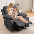 thumbnail image 2 of Bingirl 360° Swivel Oversized Recliner Single Sofa Seat, Recliner Chair with Massage and Heat, Adult Rocking Chair Reclining Sofa with Cup Holder and Pockets for Living Room, 2 of 7