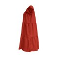 thumbnail image 4 of Faithtur Ladies Temperament Loose Mid-length Dress, Summer Women Leisure Style Solid Color Round Collar Fly Sleeve Ruched Skirt, 4 of 5