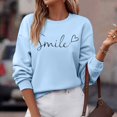thumbnail image 4 of Chandails pour Femmes Automne Superposition Haut Col Rond Chandail à Rayures Manches Longues Hauts Décontractés Tenue de Détente Douillette Chandail de Sport Femme Bleu Pâle TG, 4 of 7