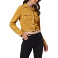 thumbnail image 4 of INSPIRE CHIC Veste Courte Décontractée pour Femme en Faux Suède à Col Cranté Boutonnée avec Poches Jaune G, 4 of 5
