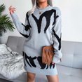 thumbnail image 2 of CEHVOM Women Casual Loose Geometric Patterns Sweater Knit Dress, 2 of 6