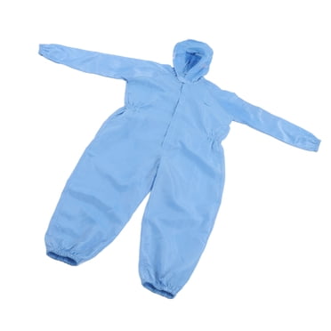 Dustproof Work Clothes, Polyester Fabric Universal Protection Coverall Comfortable Blue Color With Hood For Food Factory For ESD Area S,M,L,XL,2XL,3XL,4XL