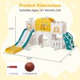 thumbnail image 3 of Costway All in 1 Toddle Slide Playset Freestanding Kids Slide with Tunnel, Basketball Hoop Yellow+Green, 3 of 10