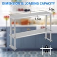 thumbnail image 2 of BeesClover Stainless Steel Work Table, Commercial Kitchen Prep Table with Casters & Backsplash, Heavy-Duty Workstation for Restaurant, Bakery, Food Service, 2 of 8