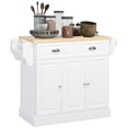 thumbnail image 1 of HOMCOM Kitchen Island with Rubber Wood Top Rolling Kitchen Serving Cart, 1 of 10