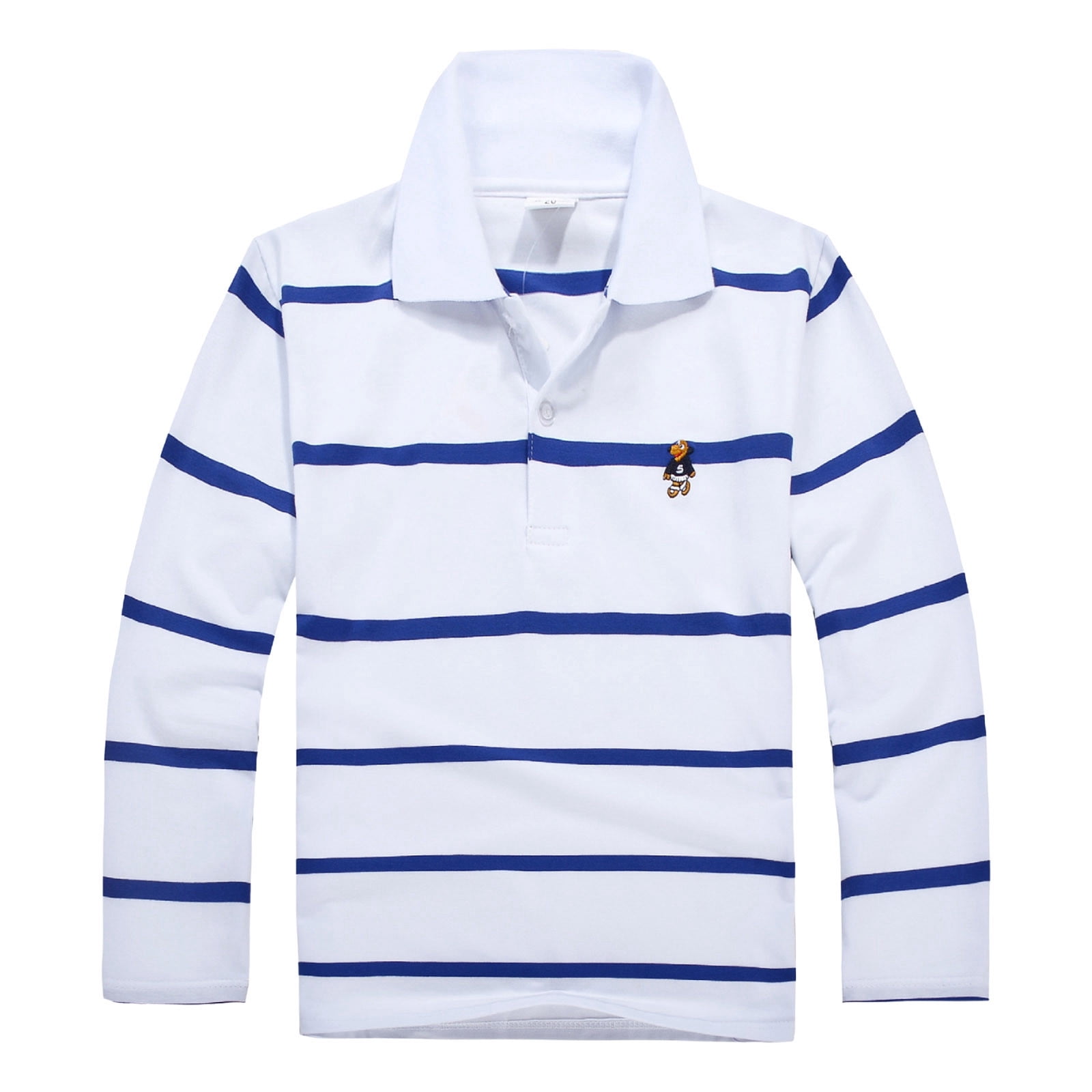 Hiiyo Polo à Rayures à Manches Longues pour Grands Garçons T-Shirt Confortable Décontracté T-Shirt