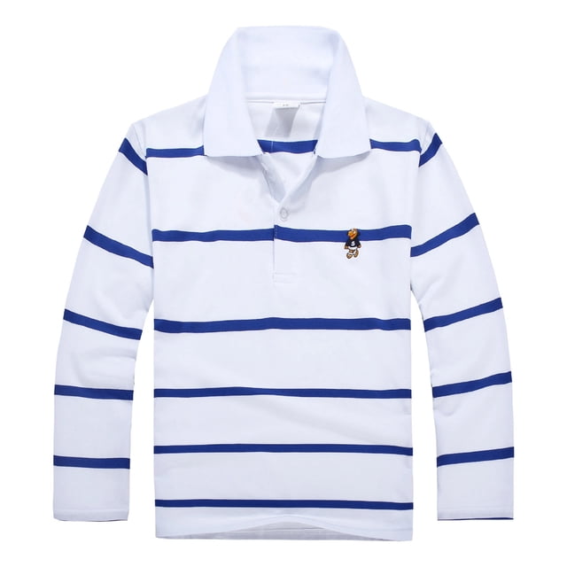 Chemise Polo pour Garçons Rayures Chemises d'Uniforme pour Garçons Chemises à Col pour Enfants Chemise à Manches Courtes pour Garçons 6-7 Ans Mode Garçons