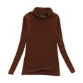 thumbnail image 2 of Womens Long Sleeve Mock Turtleneck Crew Stretch Slim T Shirt Layer Top, 2 of 6