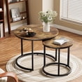 thumbnail image 1 of Semiocthome Modern Round Nesting Coffee Table Set,End Table Metal Frame for Living Room,23.6",Rustic Brown, 1 of 6