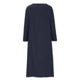 thumbnail image 4 of AherBiu Plus Size Dresses for Women Cotton Linen Long Sleeve Button Scoop Neck Ruched Loose Maxi Dress, 4 of 7