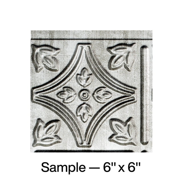 Fasade Traditional Style/Pattern 1 Vinyl Backsplash Panel Sample Crosshatch Silver 6x6 Inch